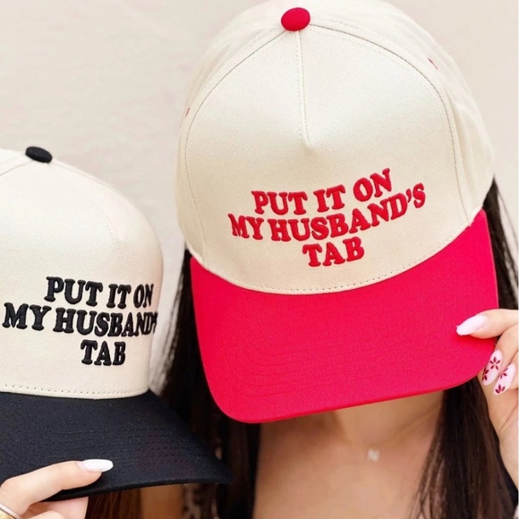 Put It On My Husband’s Tab Trucker Hat Puff Embroidered Adjustable Snapback Cap - Picture 3 of 4